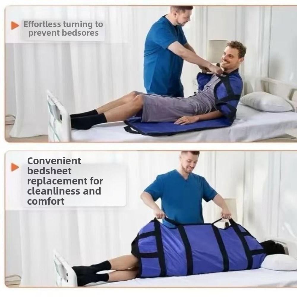 Durable Nylon Fabric Flip Over Care Pad Reinforced Handles Patient Transfer Sheet  Elderly Nursing