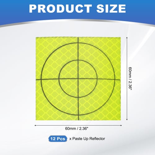 PATIKIL Survey Reflector Sheets, 60x60mm, 12 Sheets, Self-Adhesive Reflective Target Sheets for Surveys, Target Marking Tape, Total Station Checks, Sh