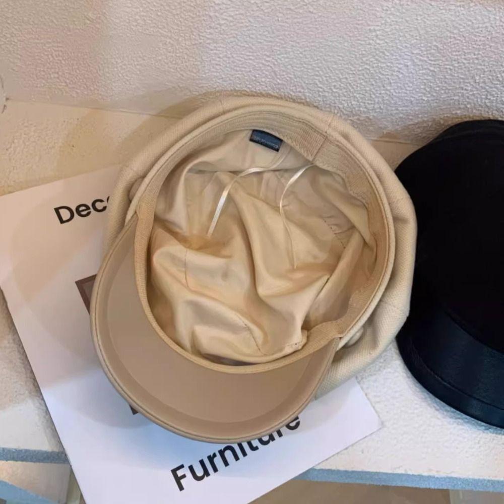 Korean Style Pu Leather Beret Retro Painter Hat Retro Wool Octagonal Hat  Girl