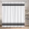 Modern Geometric Shower Curtain Black Line Pattern Minimalist White Bath Curtains Polyester Cloth Home Bathroom Decor With Hooks