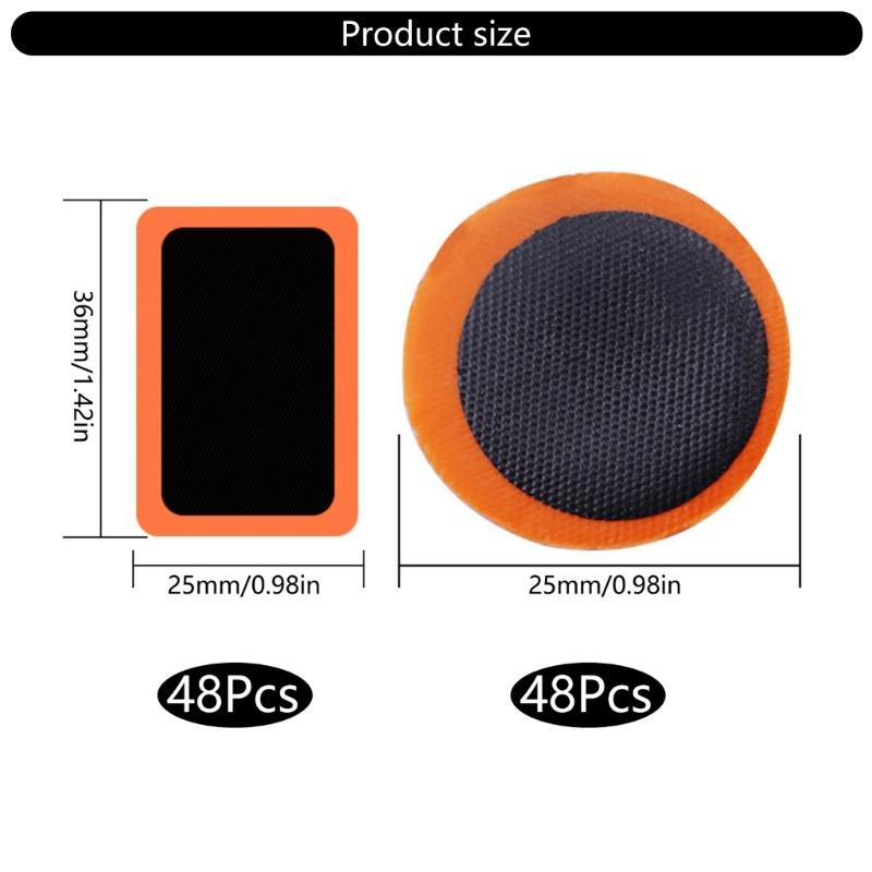 48pcs Bike & Motorcycle Tire Repair set Portable & Easy To Use Cold Patches Tool Efficient Tire Repair Patches for Bikes
