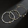 3 Pcs Beach Beaded Anklet Set for Women Vintage Summer Gold Color Starfish Shell Charms Anklet Vacation Daily Wear Jewelry Gifts