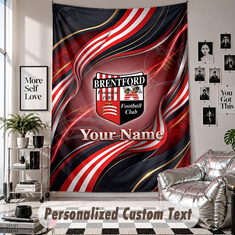 Custom Tapestry Wall Hanging, Brentford Football Personalized Name Text Home Wall Decor