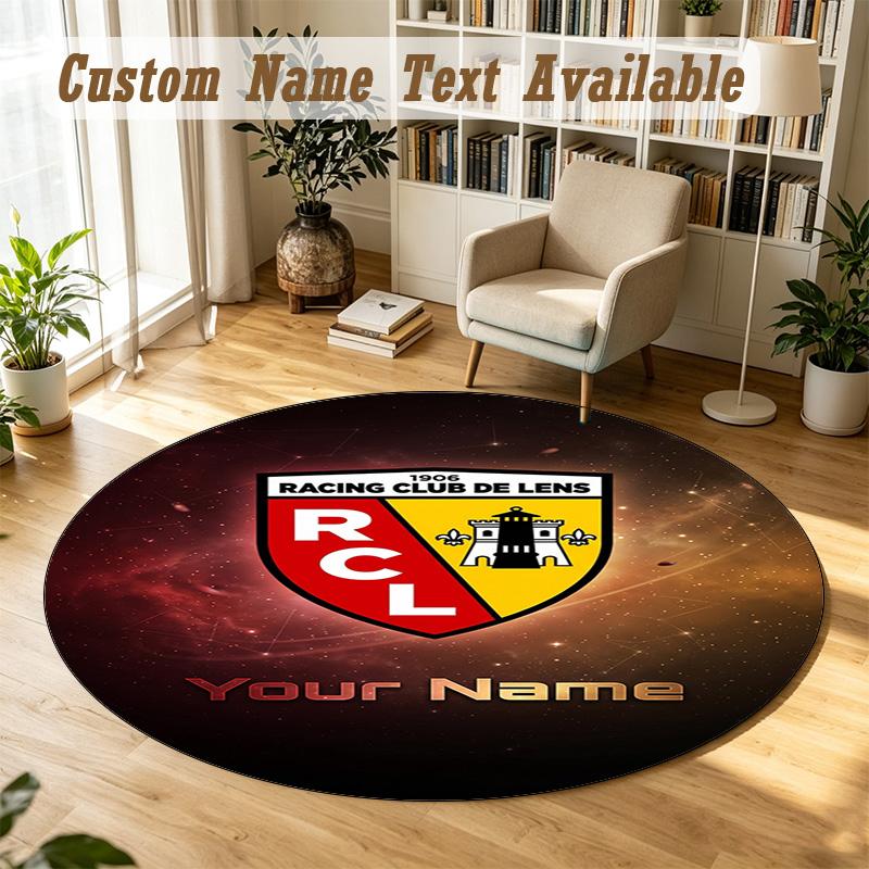 Round Rug Custom Nameracing Club De Lens Pattern Non Slip Carpet Home Floor Decor