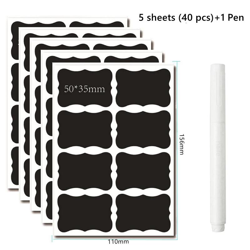 20-75pcs Waterproof Chalkboard Labels Spice Organizer Label for Household Kitchen Blackboard Stickers with White Erasable Pen