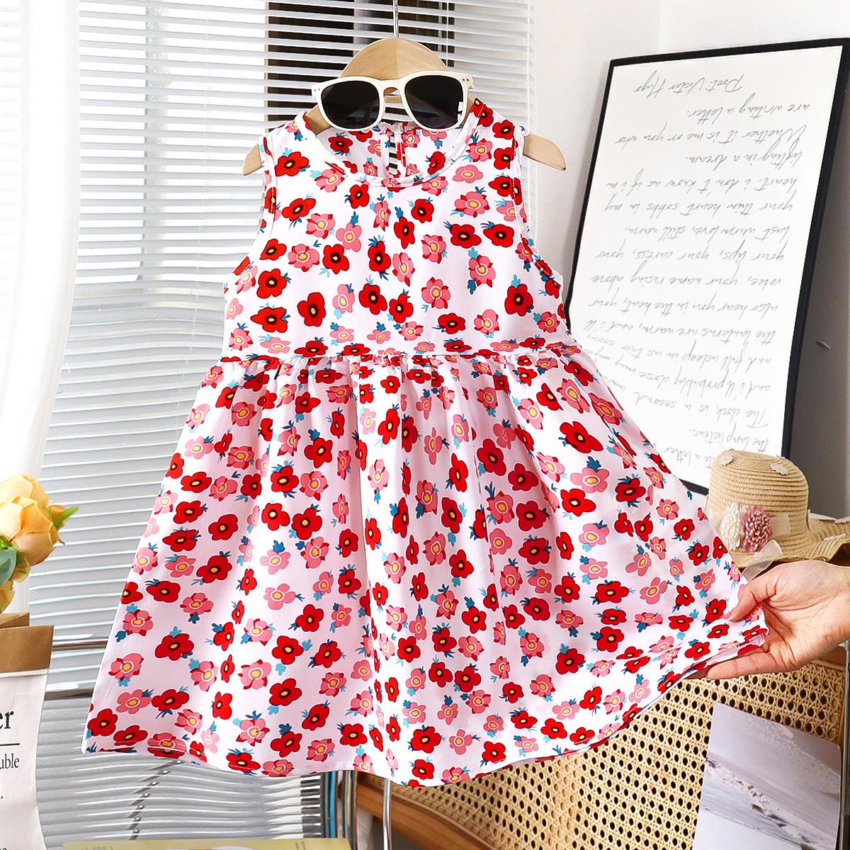 Summer Floral Sleeveless Dress for Girls 80 cm