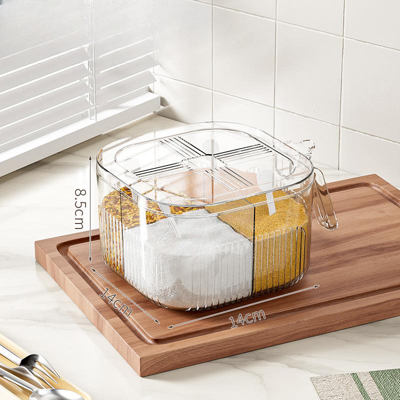 

Коробка для приправ, бытовой кухонный горшок для приправ, комбинированный набор, одна многосеточная соль, глутамат натрия, бутылка приправы для перца 14*14*8.5CM белый