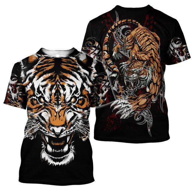 Tiger Grafik T Shirt Für Männer 3D Print Kurzarm Schwarz Tops Mode Herren Kleidung Männlich Atmungsaktive Sweatshirt Sommer Streetwear