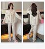 Plus Size Women's Pajamas: Sweet Princess Style, Lace, Long Sleeves - Perfect for Spring and Autumn