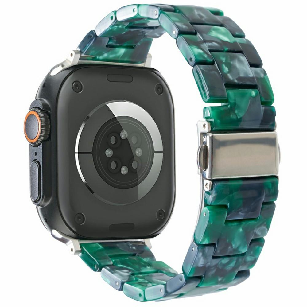 

Resin Watch Band for Apple Watch Series 10 9 8 7 SE 6 5 4 3 2 1 42mm 41mm 40mm 38mm 3-Bead Folding Buckle Wrist Strap Emerald Green