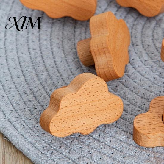 Nordische Stijl Kastknoppen Wolkvormige Houten Knoppen voor Kasten & Lades, Houten Handgrepen Kleine Opbergruimte met Schroeven, Decoratieve Kinderkamer Kind