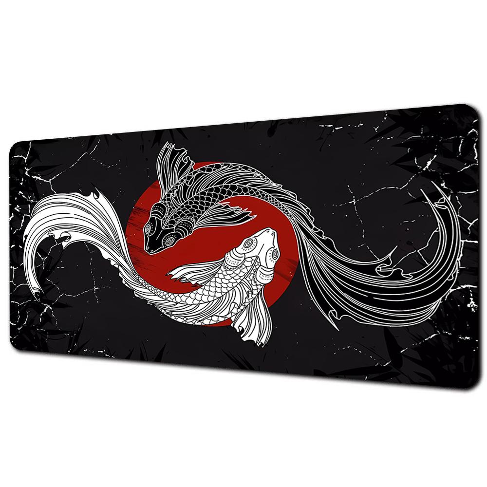 Fish XXL Lock Edge Mousepad Koi Taichi Neutral Large Gaming Desk Mat Keyboard Mats Mouse Mat Beast Desk Pad For Gift Mouse Pad