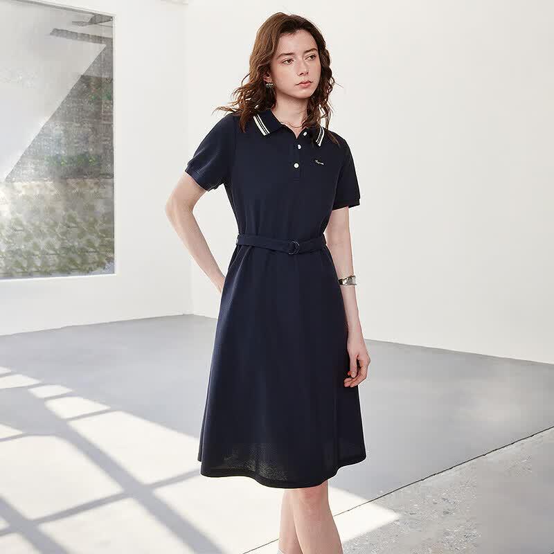 Chuyu Women's Sporty Colorblock Polo Midi Dress