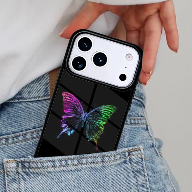 Glowing Butterfly Phone Case for iPhone 16e 15 14 13 12 17 Pro Max Plus Air 17pro Cover Coque