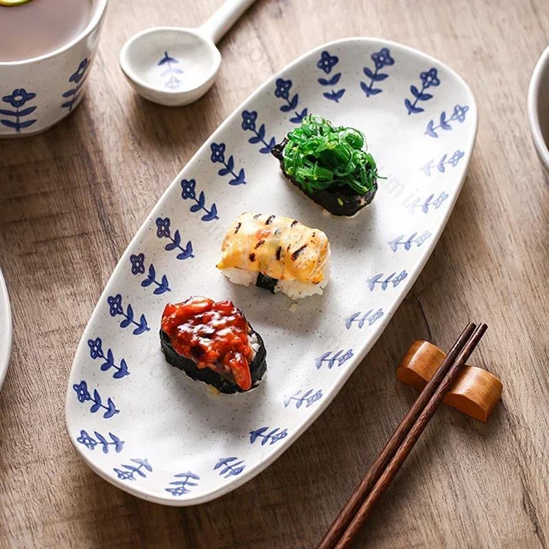 Japanese Style Ceramic Plate Retro Restaurant Dessert Salad Bowls Delicious Dishes Dining Plates Exquisite Home Tableware