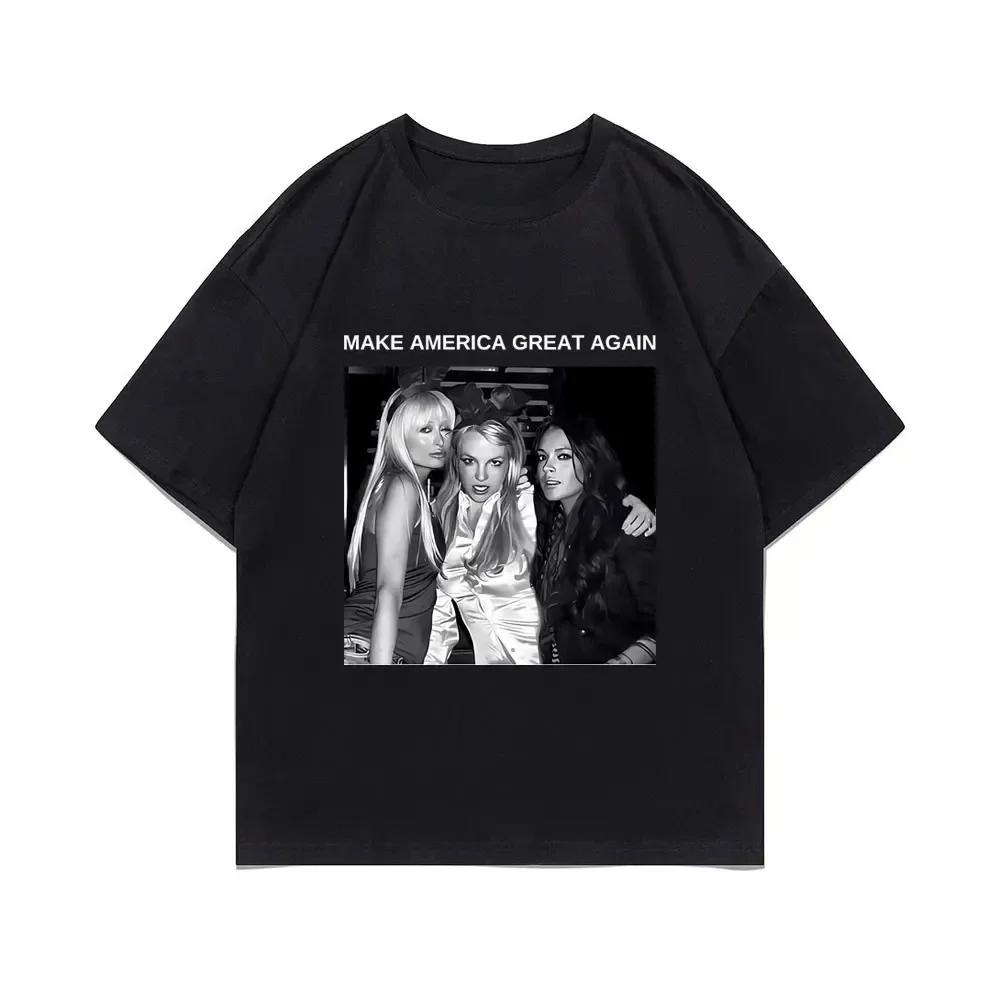 

Spraw Aby Ameryka Znów Była Wielka Paris Hilton Britney Spears Lindsay Lohan Graficzne Tshirty Women Clothing Goth S