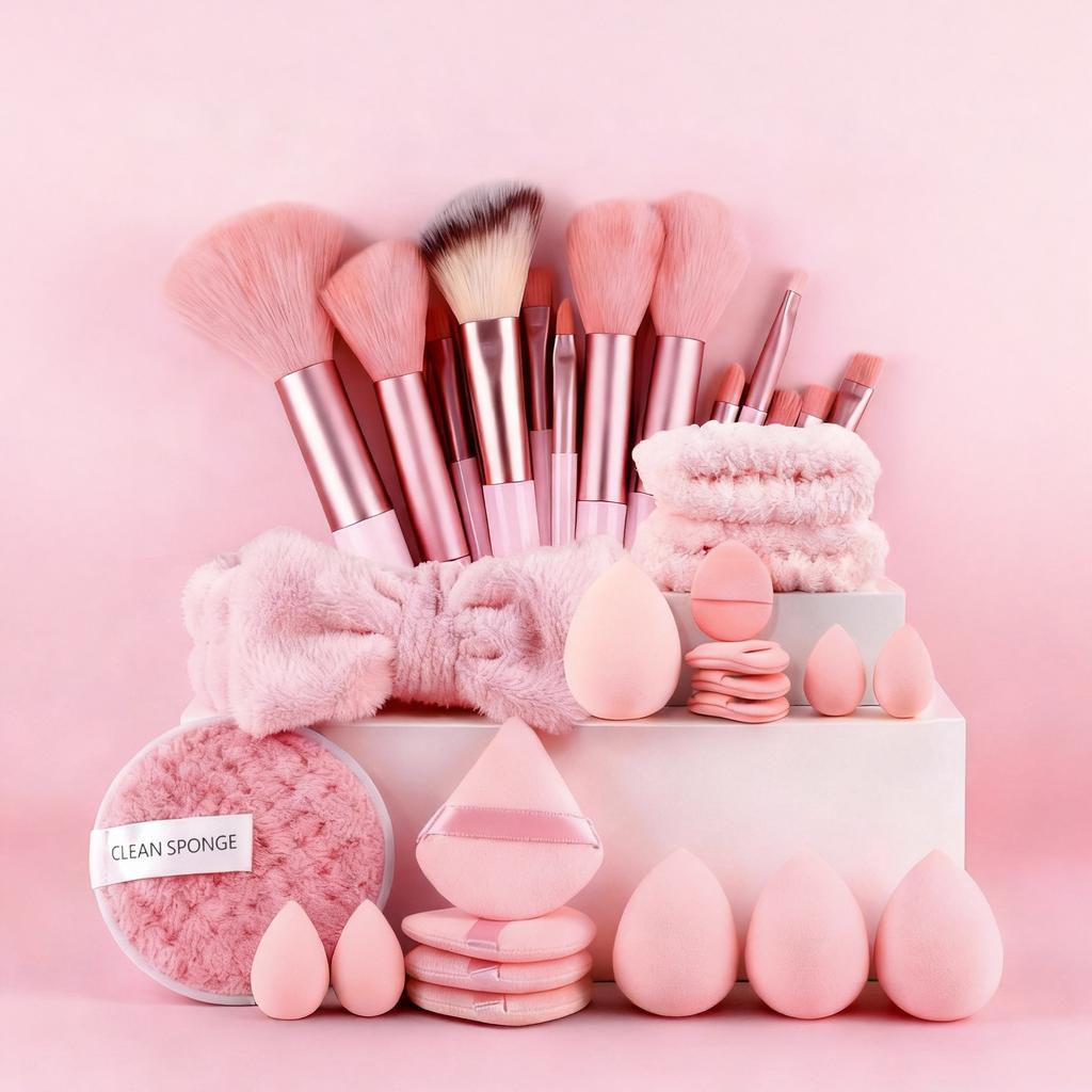 Professional 20-56PCS Makeup Brush Set Portable Storage Bag Soft Beauty Sponge Powder Puff Cosmetic Blending Brush Face Makeup Tools for Travel Daily