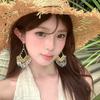 Spring and Summer Vacation Style Retro Shell Fringed Earrings Women's Light Luxury Niche High-end Stud Earrings Temperament Atmospheric Earrings