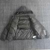 Mens Thick Cotton Puffer Jacket With Detachable Hood Square Front Pocket Warm Winter Outerwear