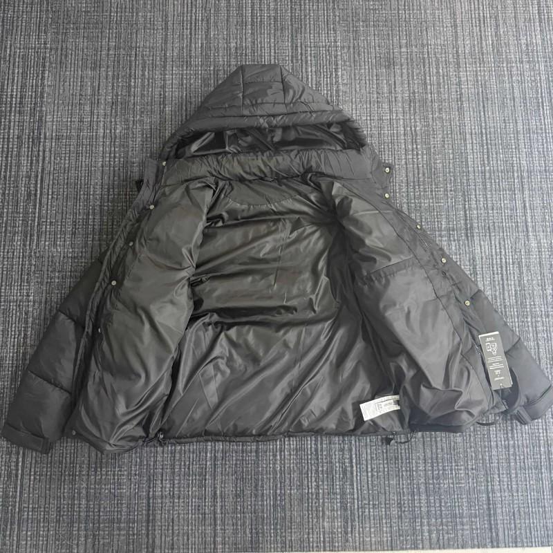 Mens Thick Cotton Puffer Jacket With Detachable Hood Square Front Pocket Warm Winter Outerwear