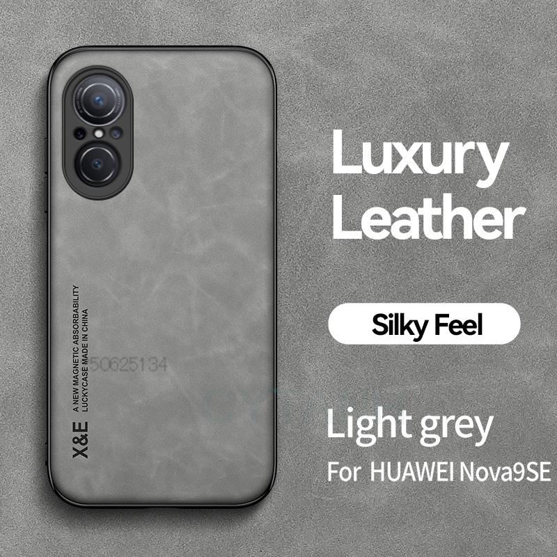 For Hauwei Nova 9 Case Leather Texture Car Magnetic Holder Phone Case For Huawei Nova 9 SE Huawey Nova9se Soft Frame Back Cover