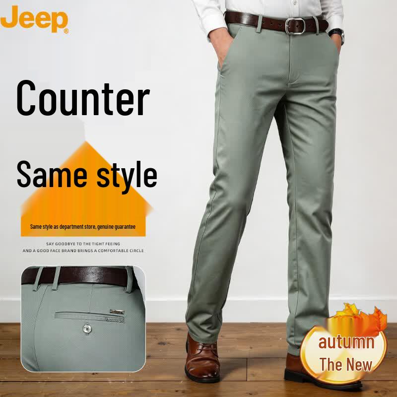 Jeep Men's Cotton Blend Casual Straight-Leg Pants