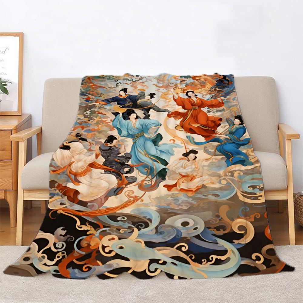 Dunhuang Apsaras Summer Blanket King Size Interior for Home Beach Towel Bed Blankets & Throws Luxury Bedding Fluffy Plaid Throw