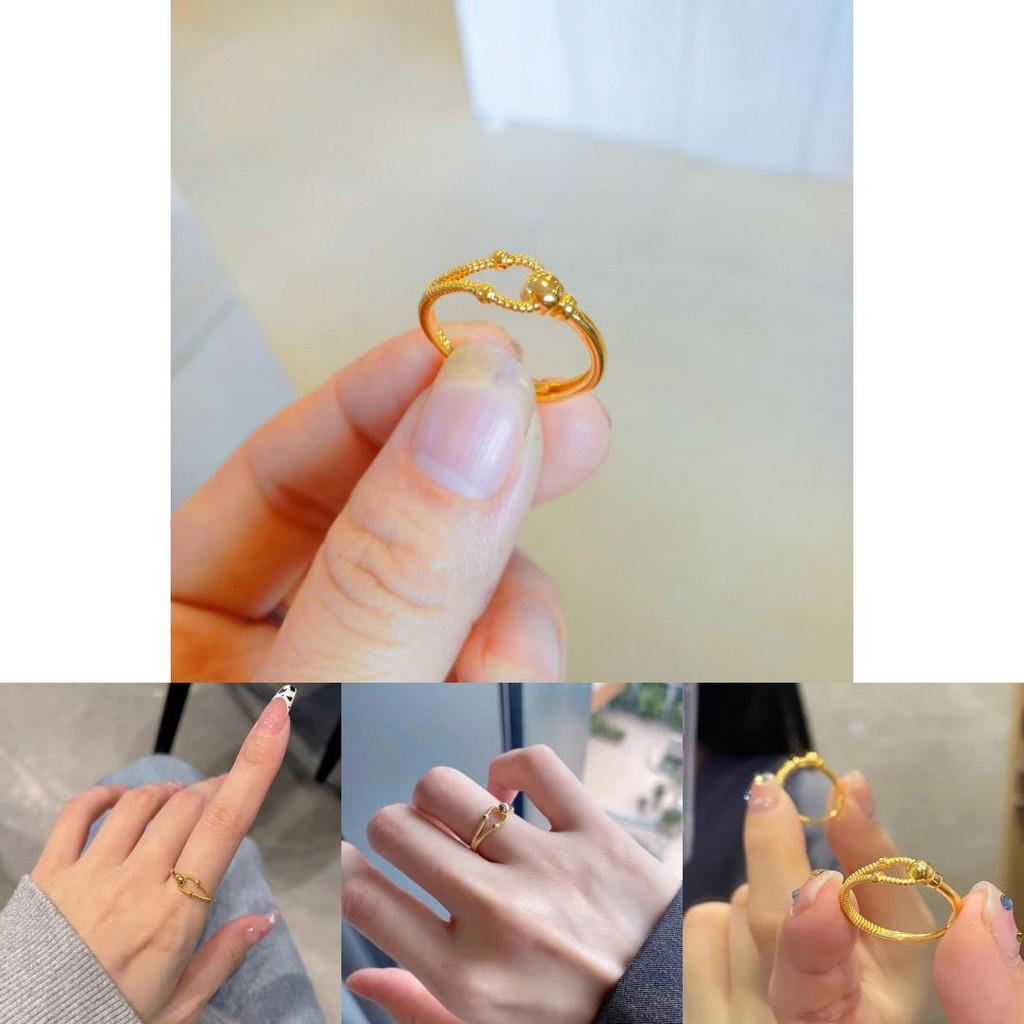 Chic Adjustable Interlocking Ring For Women In Vietnamese Gold Plated Design