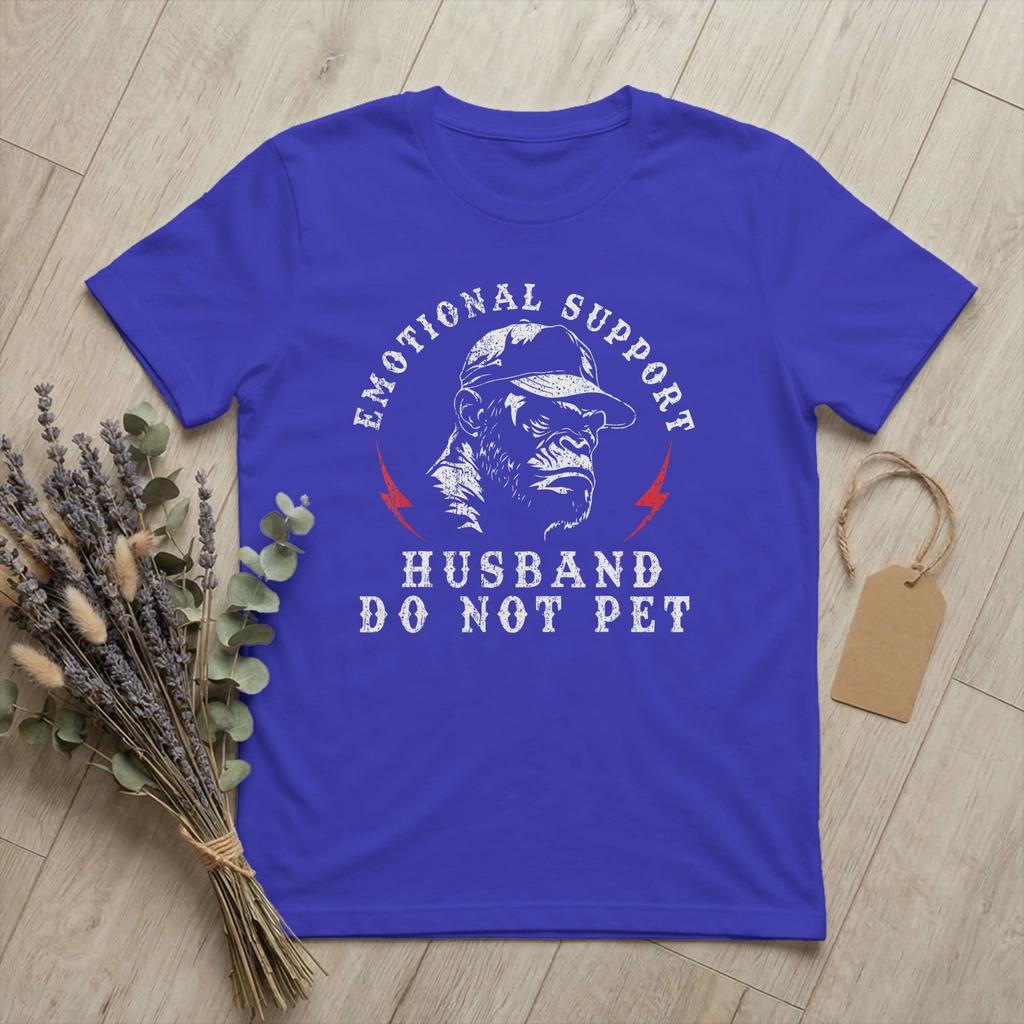 Emotionaler Unterstützungs-Ehemann Nicht streicheln Unisex T-Shirt Lustiger Affe Vintage T-Shirts Kurzarm T-Shirt Reine Baumwolle Geburtstagsgeschenk Oberteile