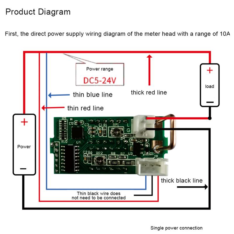 LED Digital Voltmeter DC 500V 10A Mini Digital Voltmeter Ammeter Voltage Current Meter Tester Red Blue For Motorcycle Car