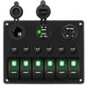 6 Gang ON Off Rocker Switch Panel 12V Voltmeter Dual USB Charger 3.0 Cigar Lighter For RV Truck Boat