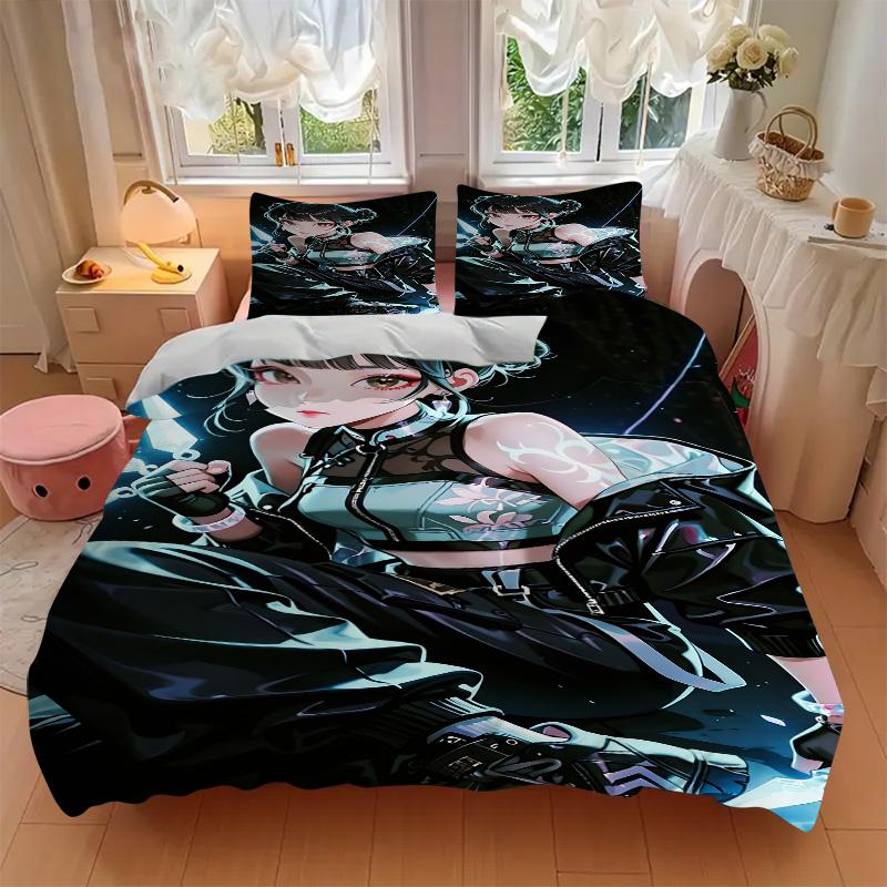 Warrior Girl Print 3Pcs Bedding Setduvet Cover With 2 Bedropillowcase Home Birthday Gift