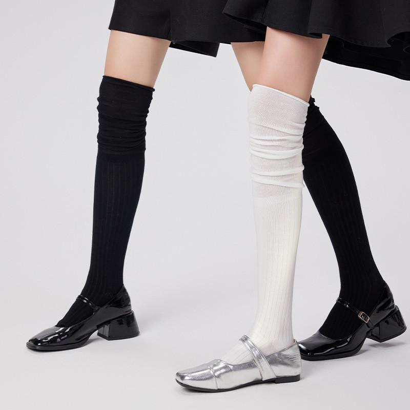 Maillard Socken Lange Stiefel Kniehohe Socken Damen Frühling und Herbst Grau Schlanke Beine Herbst und Winter Frotteesocken Einfarbig Lange Socken