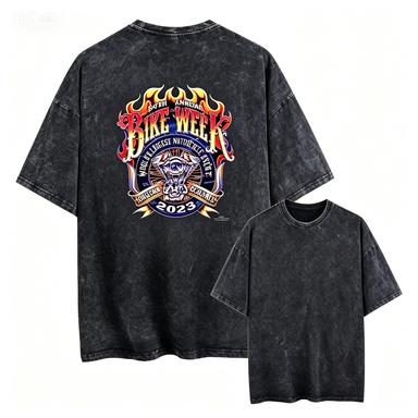 2026 new Retro motorcycle rider style printed Tshirt casual streetwear top 2XL