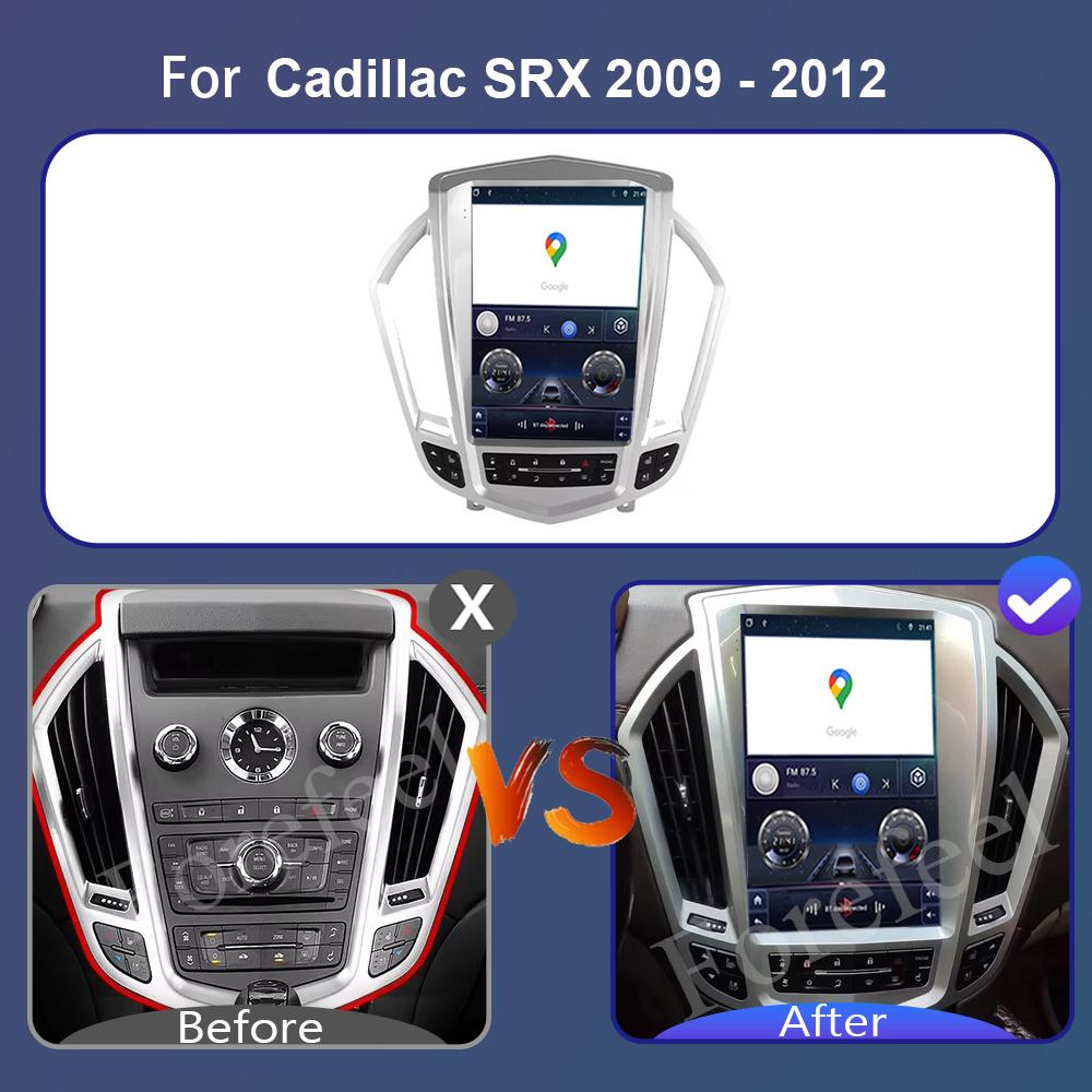 9.7 Inch For Cadillac SRX 2009 - 2012 For Tesla Style Android 14 Car Radio Video Player No 2 Din Bluetooth 8 Core GPS Carplay
