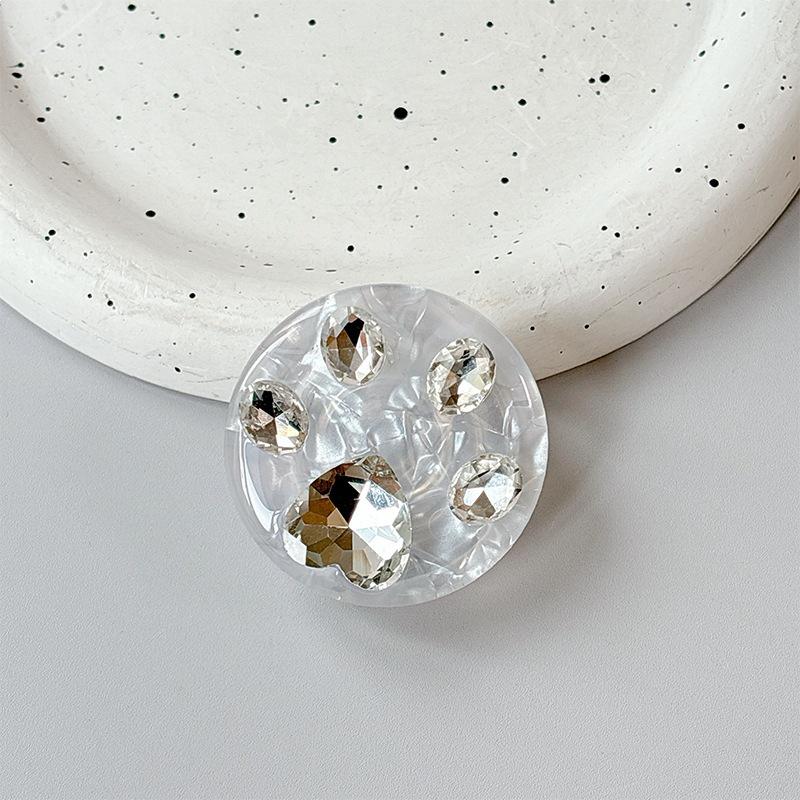 Magnetic Rhinestone Telescopic Phone Ring Holder with Airbag - Korean Style, High-End Design