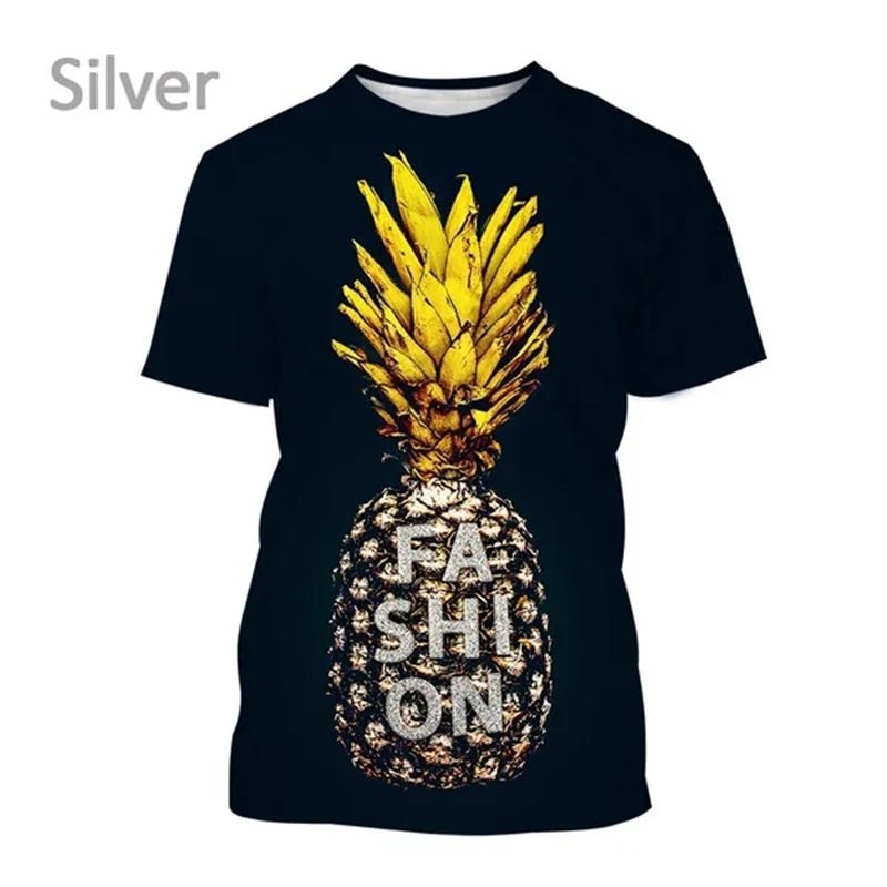 Summer New Pineapple Pattern 3D Printing Short-sleeved Breathable T Shirt Men's Women's Tropical Fruit Graphic Streetwear Tops