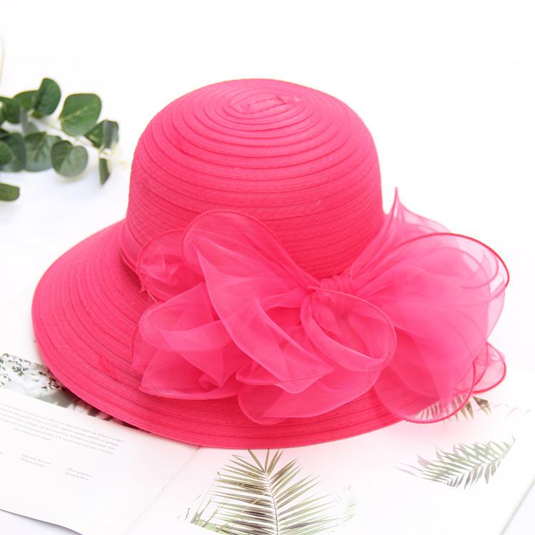 Women Organza Bucket Hats Elegant Bow Church Hats Lightweight Derby Tea Party Hats