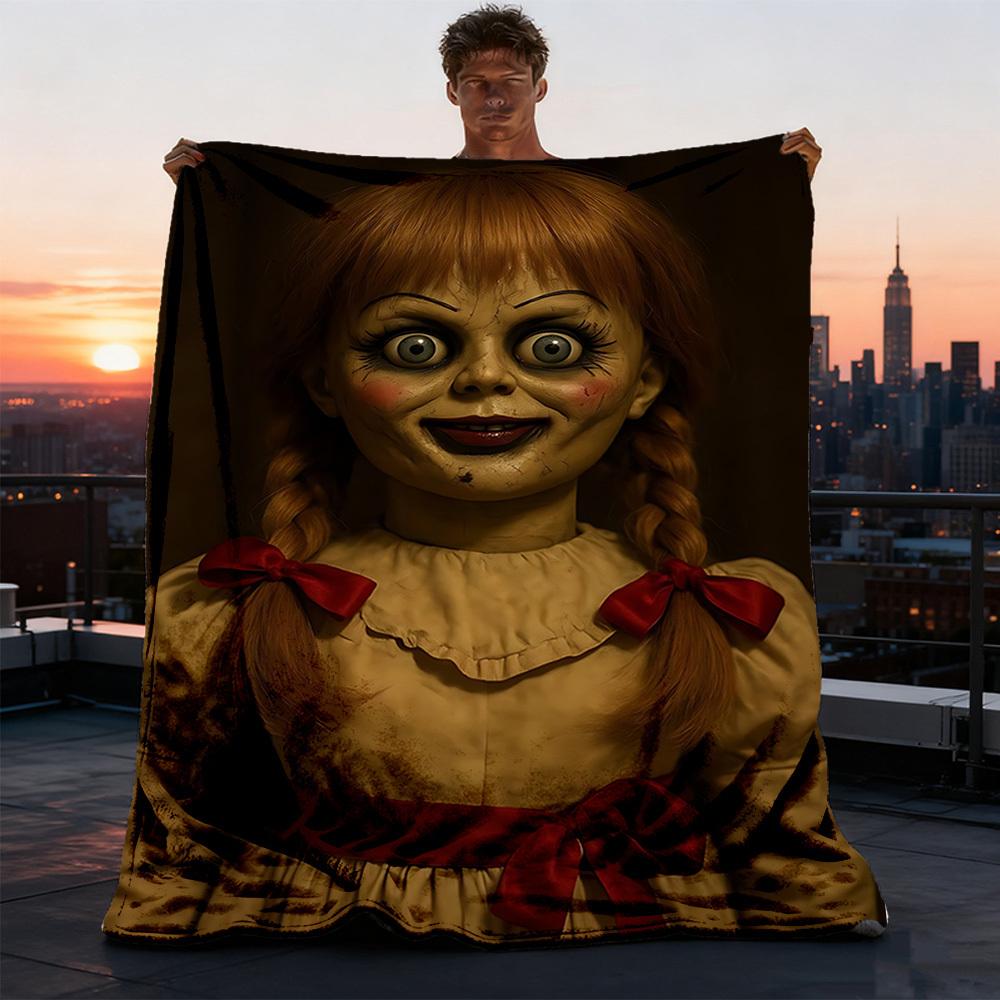 1 st Annabelle-docka, Skräck Utomhus Flanellfilt Gåva För Pojkar Flickor Vuxna, Familj Vänner