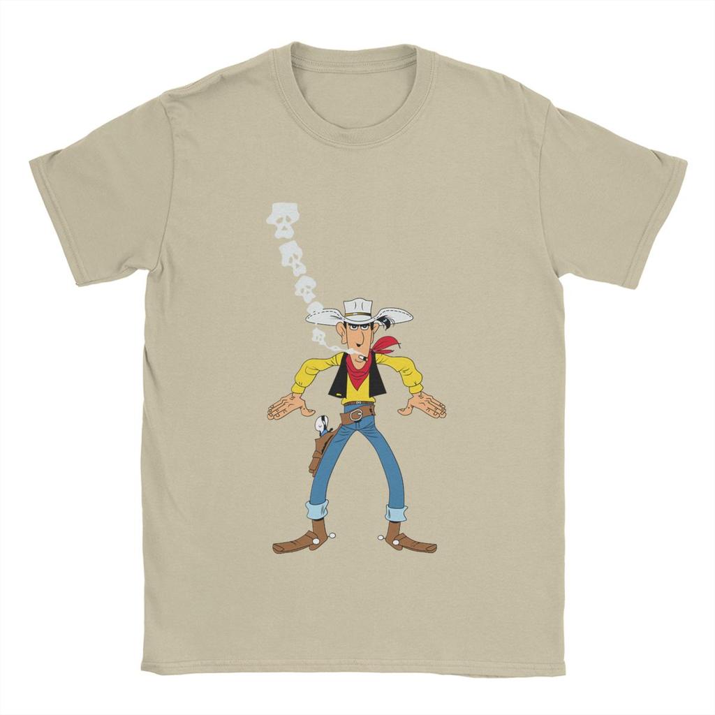 Lucky Luke Are You Ready Men T Shirts Cartoon Funny Tees Short Sleeve Crew Neck T-Shirt Pure Cotton Adult Tops
