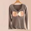 Women's Velvet Underwear with Chest Pad Autumn Winter Base Shirt Long Sleeve Thermal Underwear