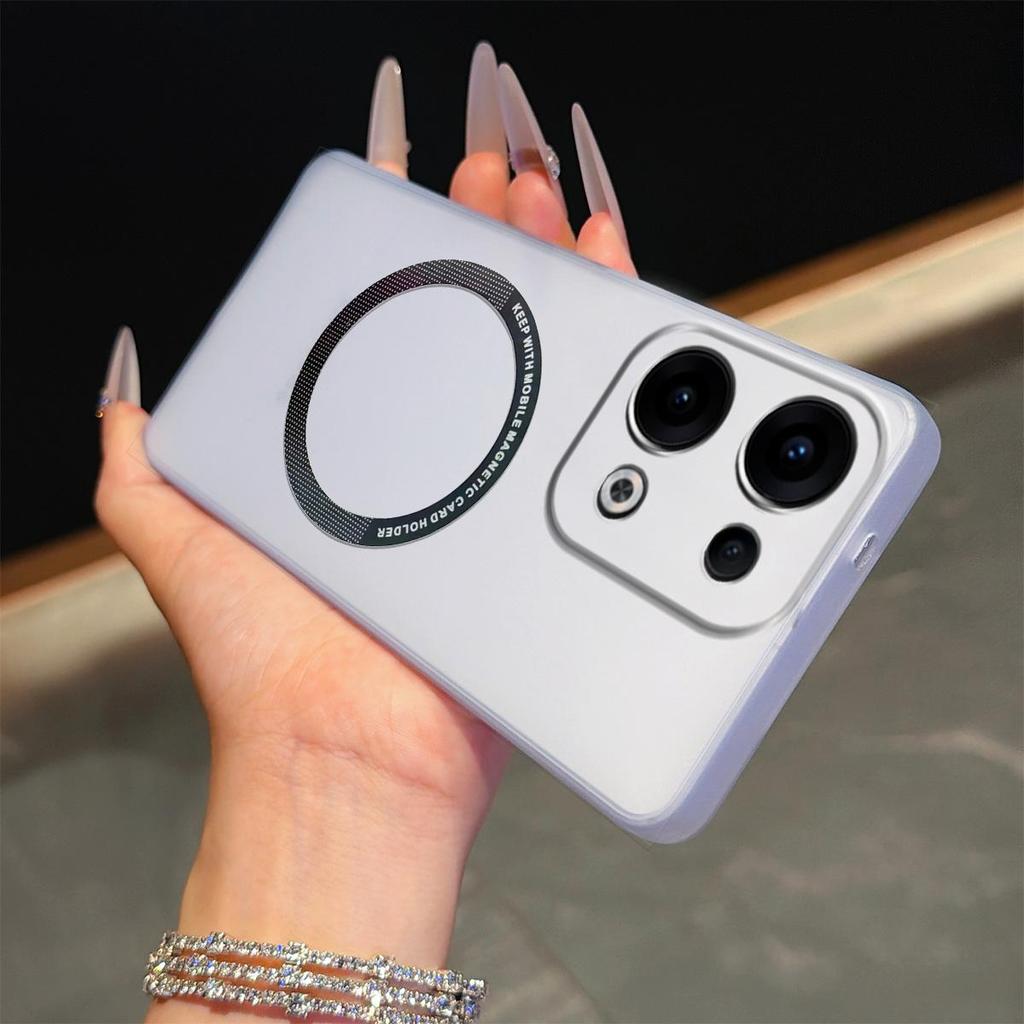 Magnetic Semi‑Transparent Matte Phone Case for OPPO Reno13 5G Soft TPU Shockproof Cover