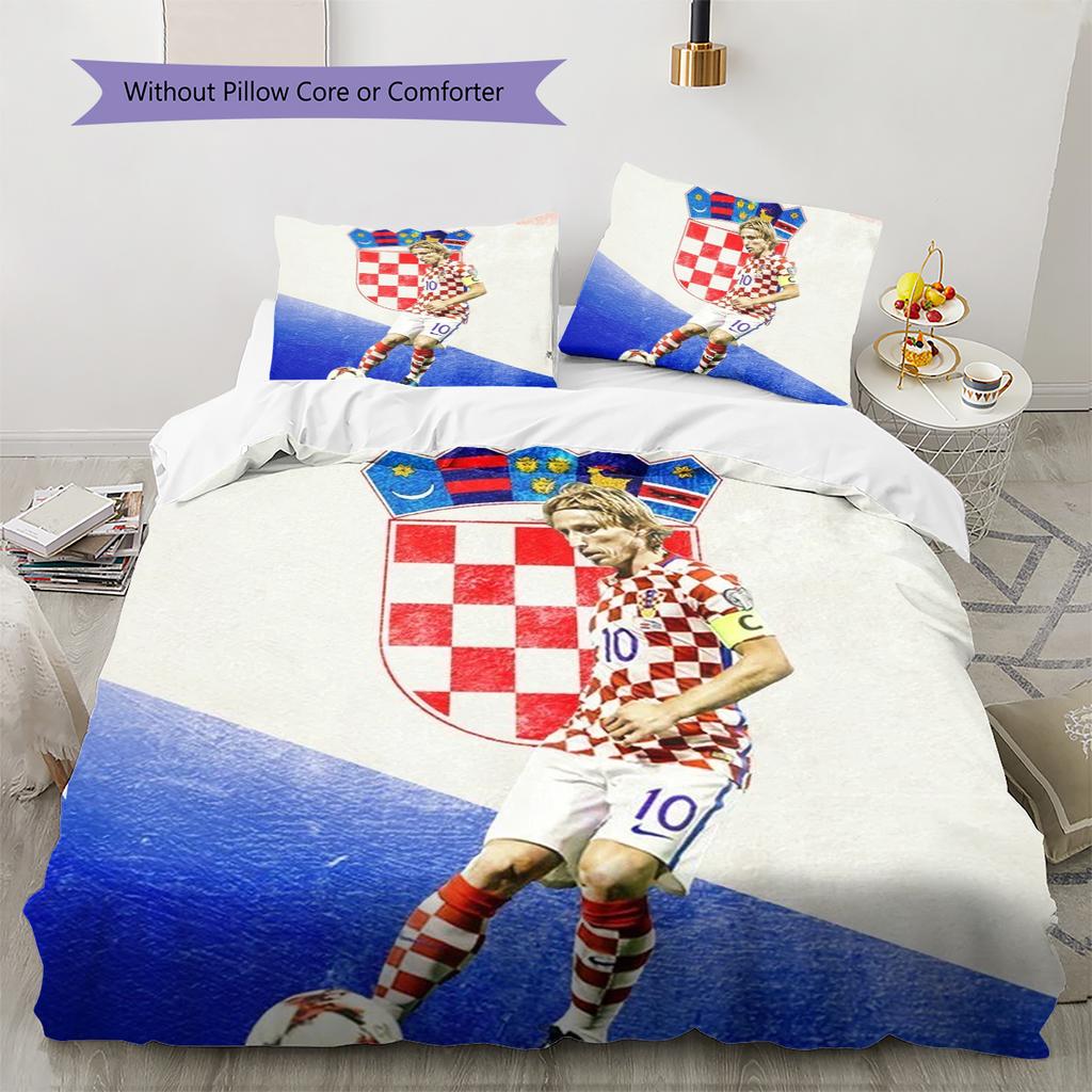 Vzor povlečení Luka Modrić Domácí dekorace Narozeninový dárek (1 * povlak na peřinu + 2 * povlak na polštář, bez jádra)
