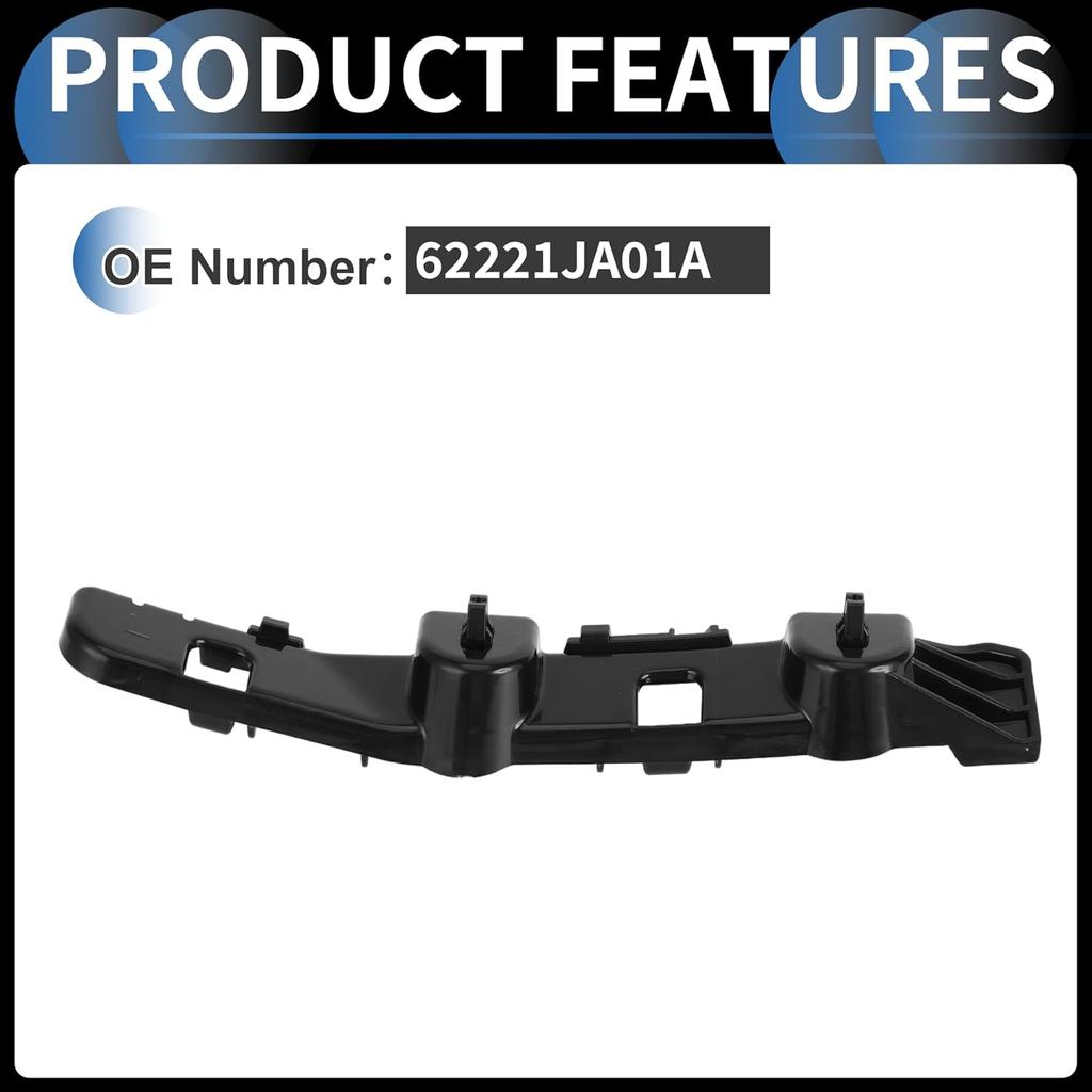 Bumper Support Bracket, Left Side Front Bumper Retainer Bracket Hold Mount No.62221JA01A for Nissan Altima 2007-2012 ABS Plastic Black, 1 Pc
