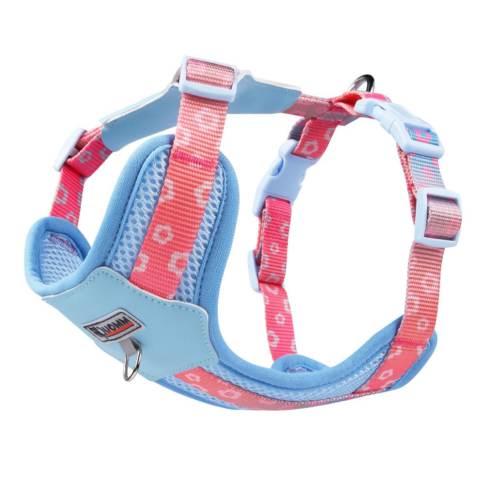 Dog Traction Chest Strap Small and Medium-sized Dog Dopamine Contrast Color Dog Chest and Back Out Breathable Mesh Cloth Puppy Traction Rope