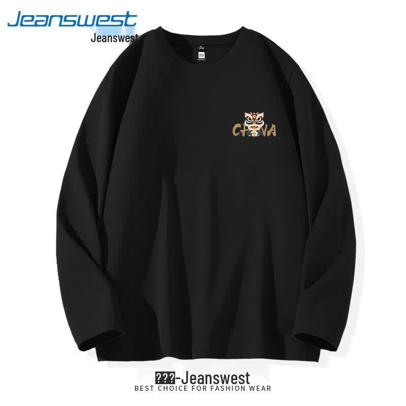 Jeanswest Men's Golden Lion Print Cotton Long Sleeve T-Shirt