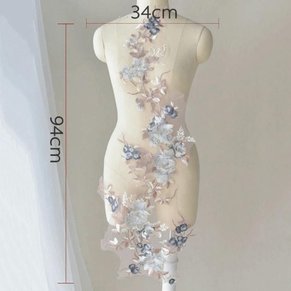Mesh Bottom Flower Embroidery Patch Lace Trim Floral Design Applique Lace Fabric Applique Sew On Embroidery Flower Patch