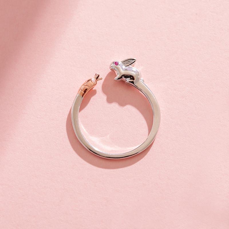 Xiaomi Genuine BFCLUB  Silver Color Rabbit Carrot Wedding Rings for Women Minimalist Thin Circle Gem Rings Jewelry Carving S