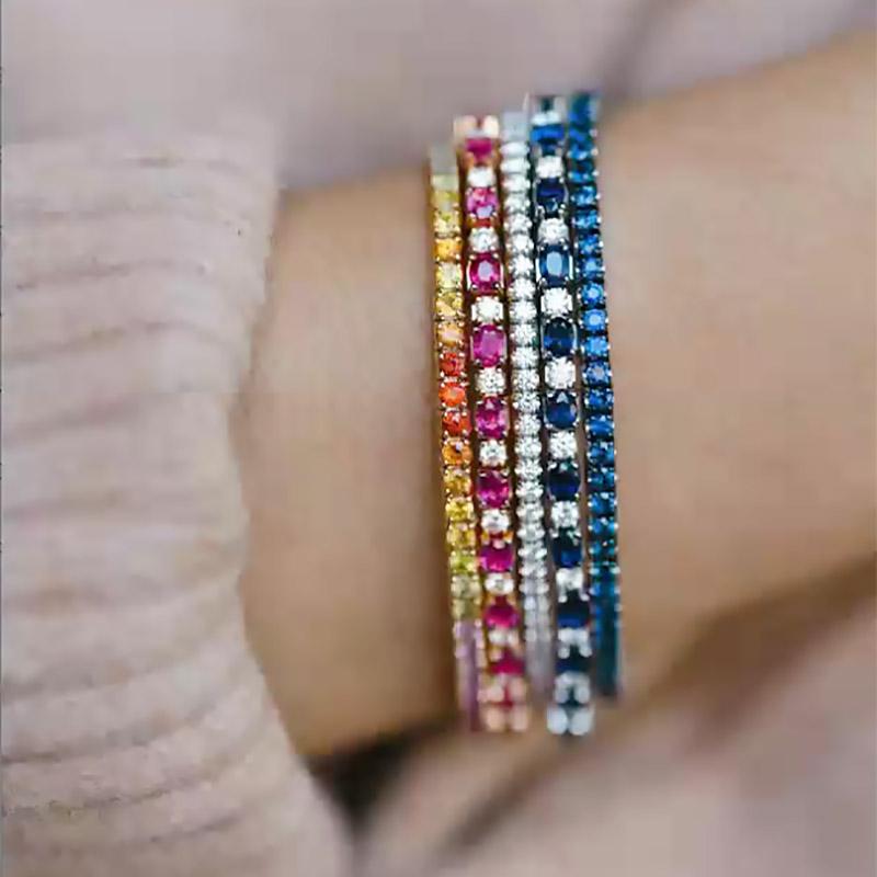 Zirconia Tennis Bracelet for Women Hip Hop Trendy Moissanite Crystal Bangle for Teen Girl Chain on The Hand Wedding Jewelry H027