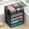 Office Desk Organizer: Multi-Layer Bookshelf & File Storage Rack, Large Capacity Document Holder